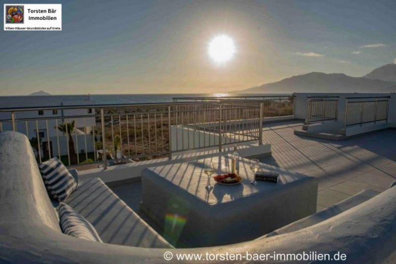 Kalamaki Kreta, Afrathia Kalamaki, Luxusvilla m.priv. Pool direkt am Lybischen Meer Haus kaufen